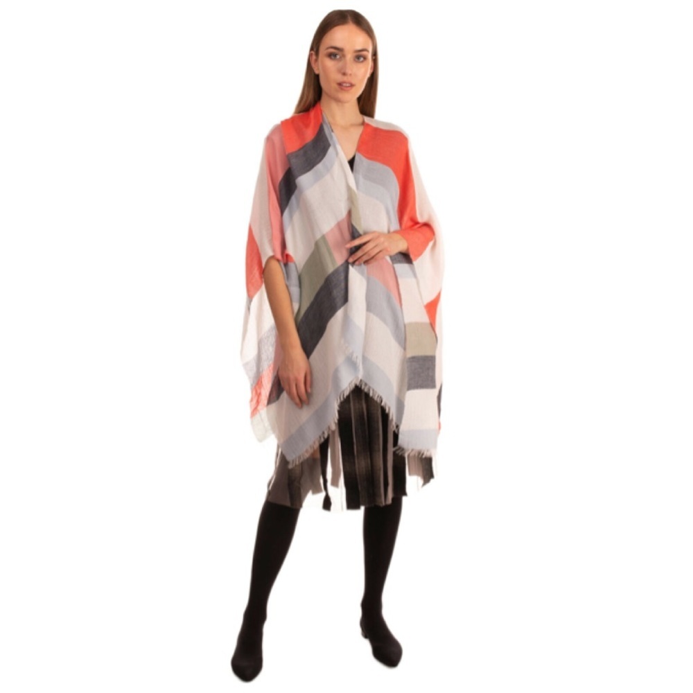 NWT MAJE Paris Multicolored Wrap Scarf Poncho
